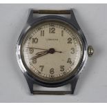 A Leonidas steel cased gentleman's wristwatch with signed jewelled movement, the signed silvered