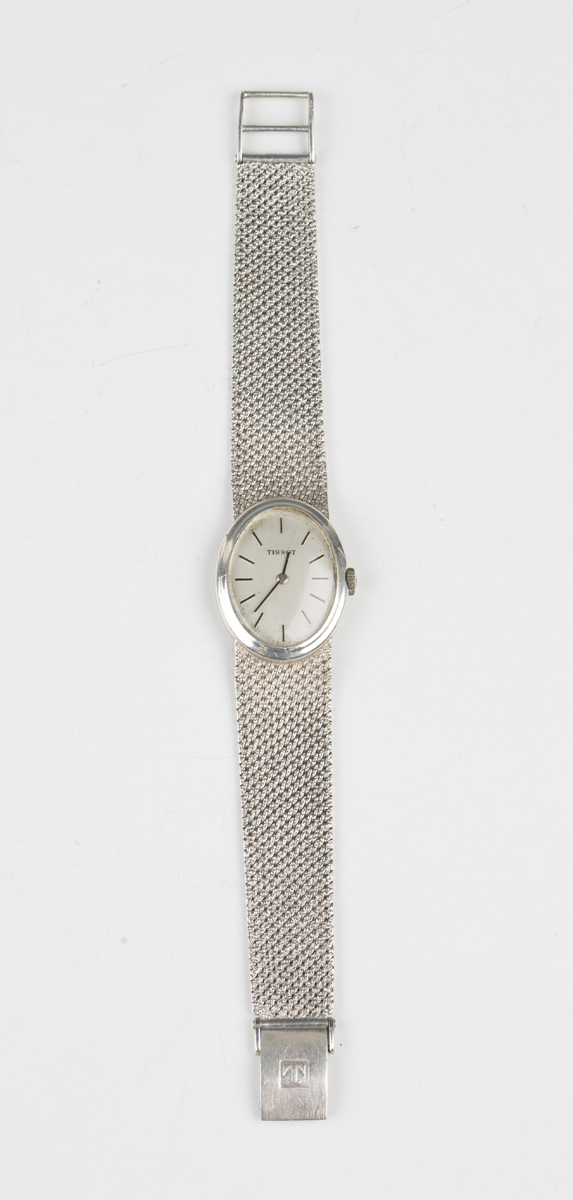 A Tissot silver cased lady's bracelet wristwatch with jewelled movement, the signed silvered oval - Image 3 of 8