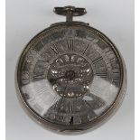 A silver keywind open-faced pocket watch, mid-18th century, the Continental gilt fusee movement with