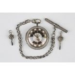 A George III and later silver repoussé pair cased keywind open-faced pocket watch, the gilt fusee