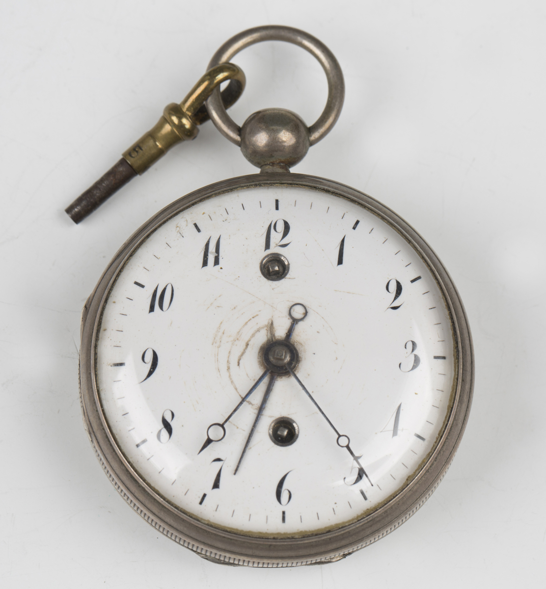 A 19th century keywind open-faced pocket alarm watch with Continental fusee movement sounding on a