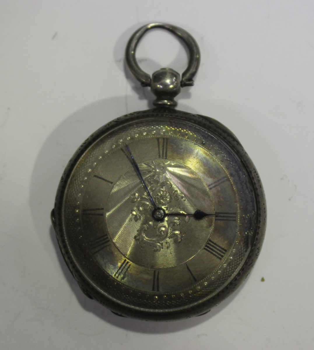 A base metal cased keyless wind open-faced Goliath pocket watch, the enamelled dial with black Roman - Image 4 of 10