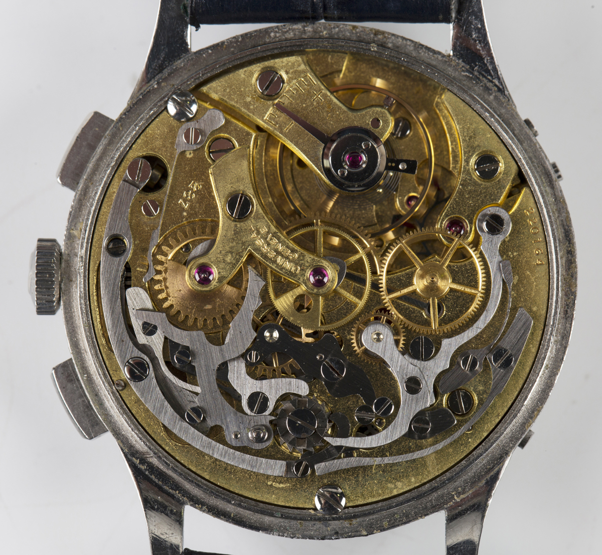 A Universal Genève Tri-Compax jumbo steel cased triple calendar moonphase chronograph wristwatch, - Image 8 of 9