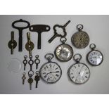 A silver keywind open-faced gentleman's pocket watch, the silvered dial with gilt Roman numerals,