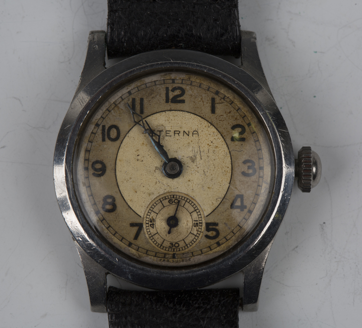 A J.W. Benson steel cased wristwatch, the signed circular dial with Arabic numerals and subsidiary - Image 4 of 7