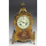 A late 19th century French vernis Martin cased mantel clock with eight day movement striking on a