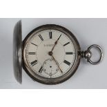 A late Victorian silver keywind hunting cased pocket watch, the gilt fusee movement with lever