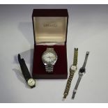 A Seiko Electronic 'EL-370' gentleman's calendar wristwatch, the signed silvered dial with