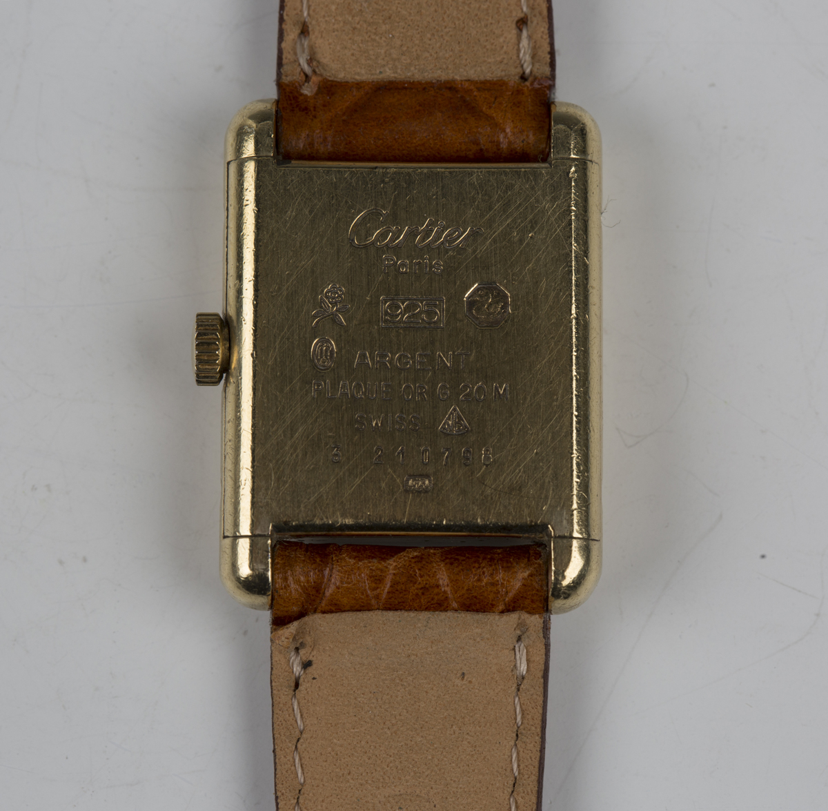A Cartier Must de Cartier Tank Vermeil silver gilt lady's wristwatch with manual movement and signed - Image 4 of 4