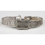 An IBC white gold and diamond lady's bracelet wristwatch, the movement signed 'Panto Watch Co',