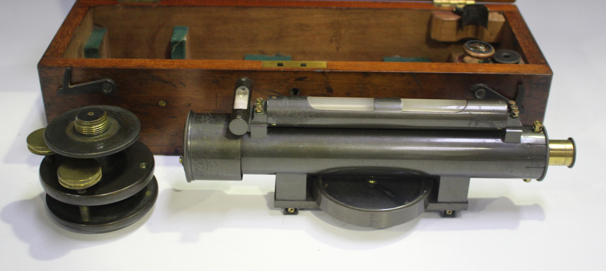 A late 19th century oxidized brass surveyor's level by Troughton & Simms of London, the telescope - Image 3 of 3