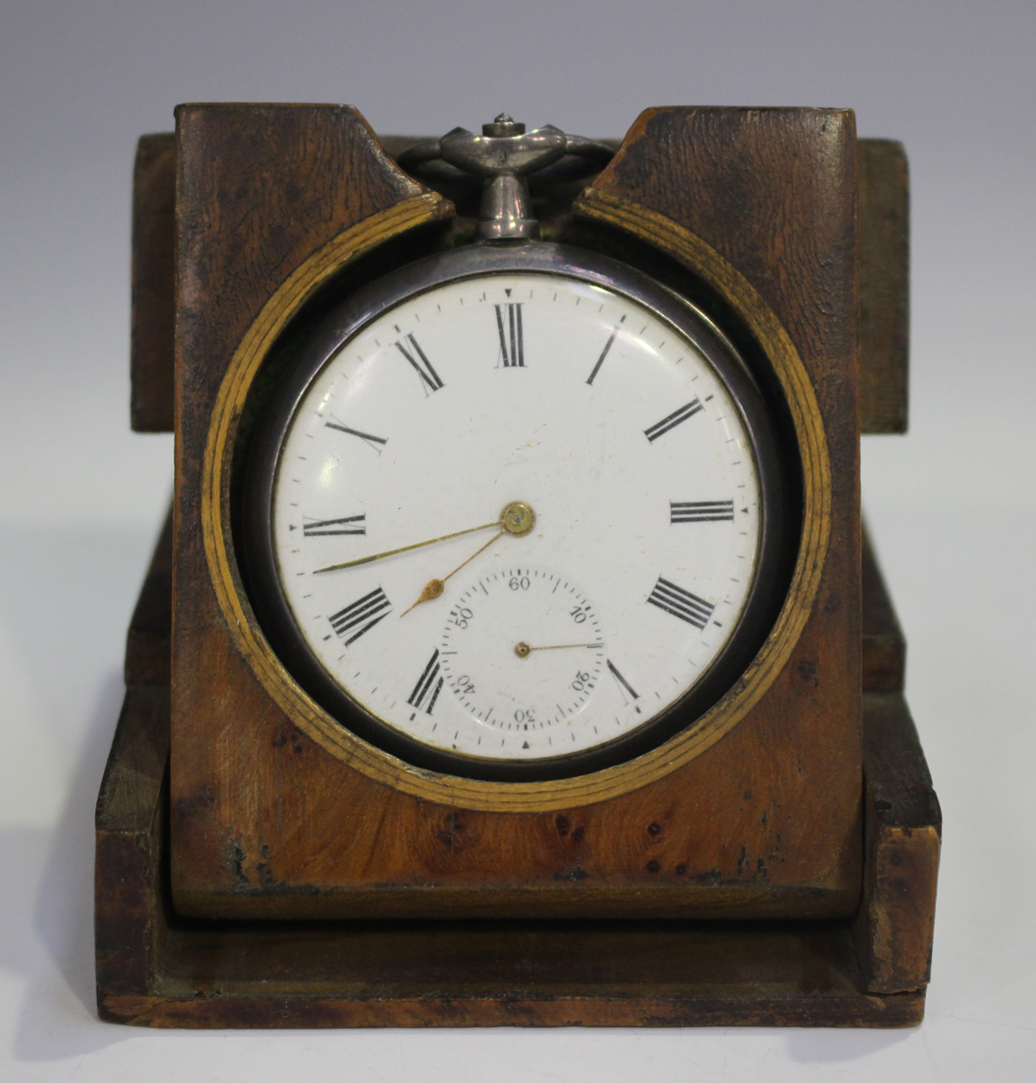 A Victorian silver cased keywind open-faced pocket watch with gilt fusee movement, the backplate - Image 3 of 5