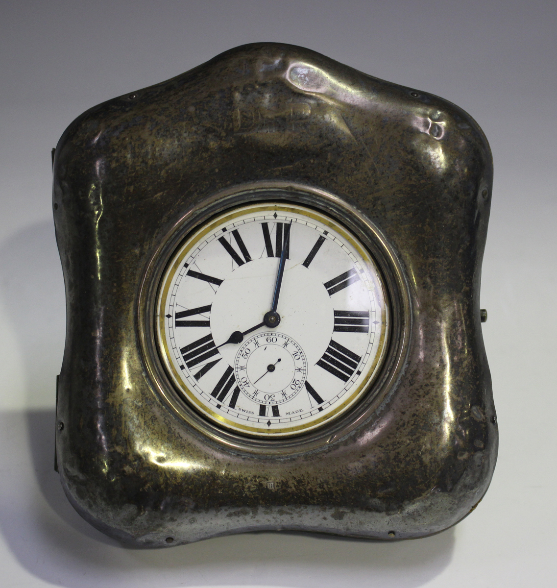 A base metal cased keyless wind open-faced Goliath pocket watch, the enamelled dial with black Roman - Image 10 of 10