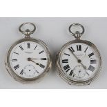 A late Victorian silver cased keywind open-faced gentleman's pocket watch, the enamelled dial with