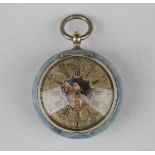 An 18th century and later enamelled keywind open-faced pocket watch, the gilt fusee movement with