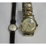 A Rotary 9ct gold circular cased gentleman's wristwatch with jewelled lever movement, the silvered