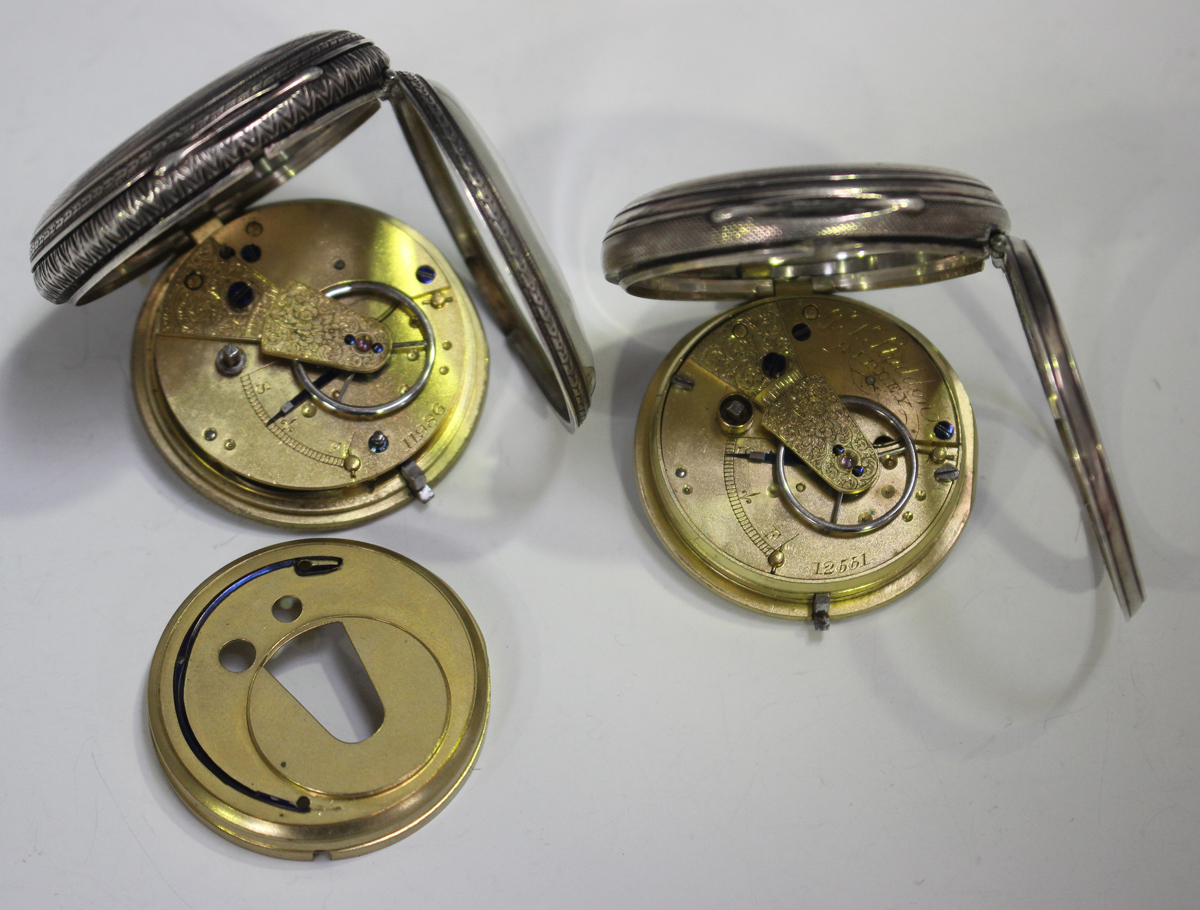 A silver keywind open-faced gentleman's pocket watch, the silvered dial with gilt Roman numerals, - Image 7 of 8