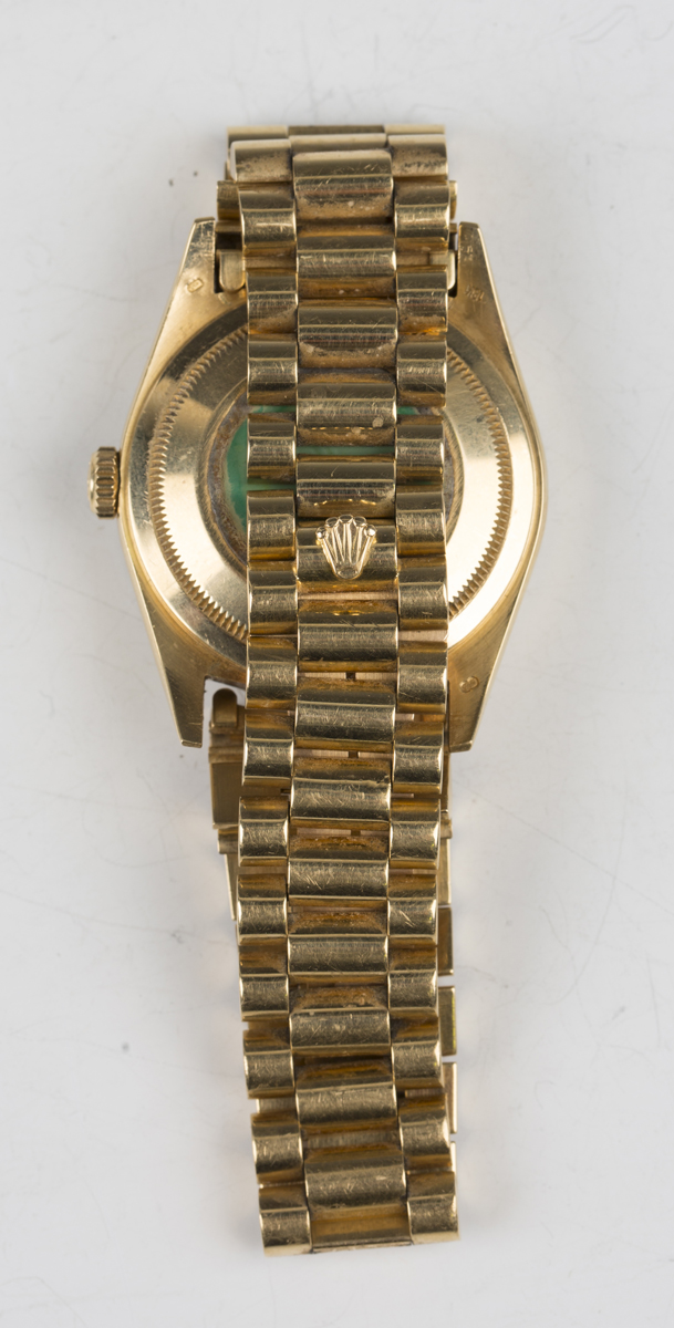 A Rolex Oyster Perpetual Day-Date 18ct gold cased gentleman's bracelet wristwatch, circa 1990, - Image 4 of 10