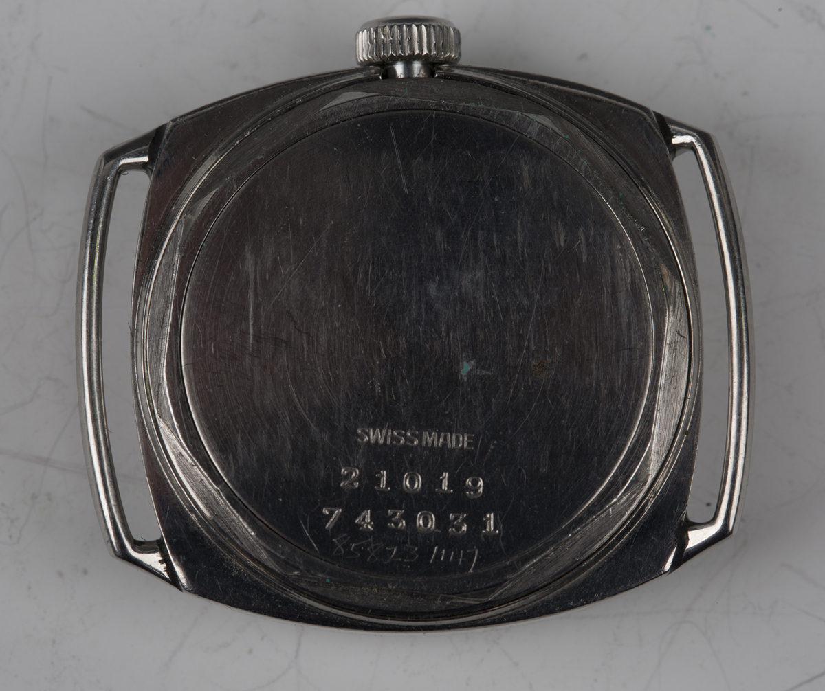 A J.W. Benson steel cased wristwatch, the signed circular dial with Arabic numerals and subsidiary - Image 6 of 7