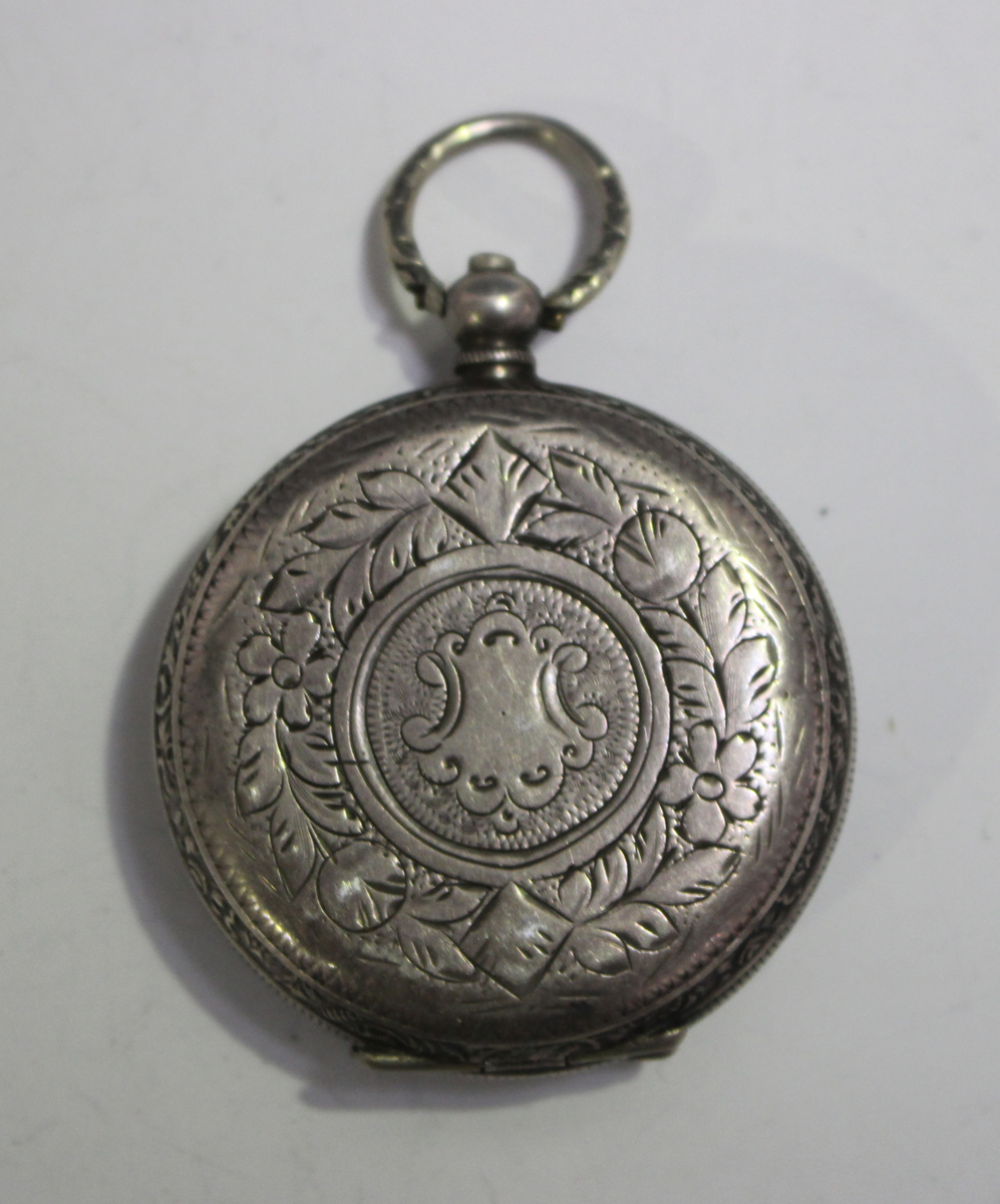 A silver keywind open-faced gentleman's pocket watch, the silvered dial with gilt Roman numerals, - Image 2 of 8