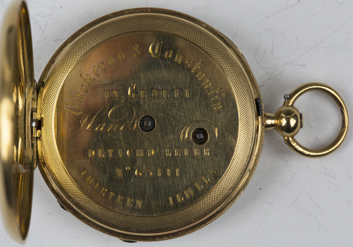 A Vacheron & Constantin gold cased keywind open-faced lady's fob watch with signed gilt jewelled - Image 5 of 6