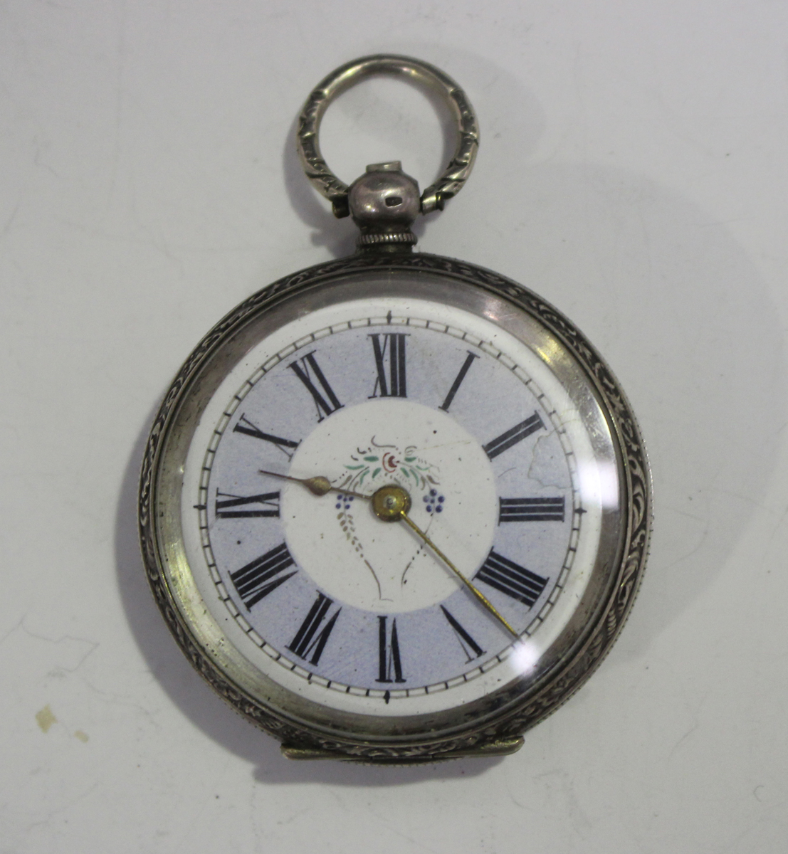 A silver keywind open-faced gentleman's pocket watch, the silvered dial with gilt Roman numerals, - Image 3 of 8