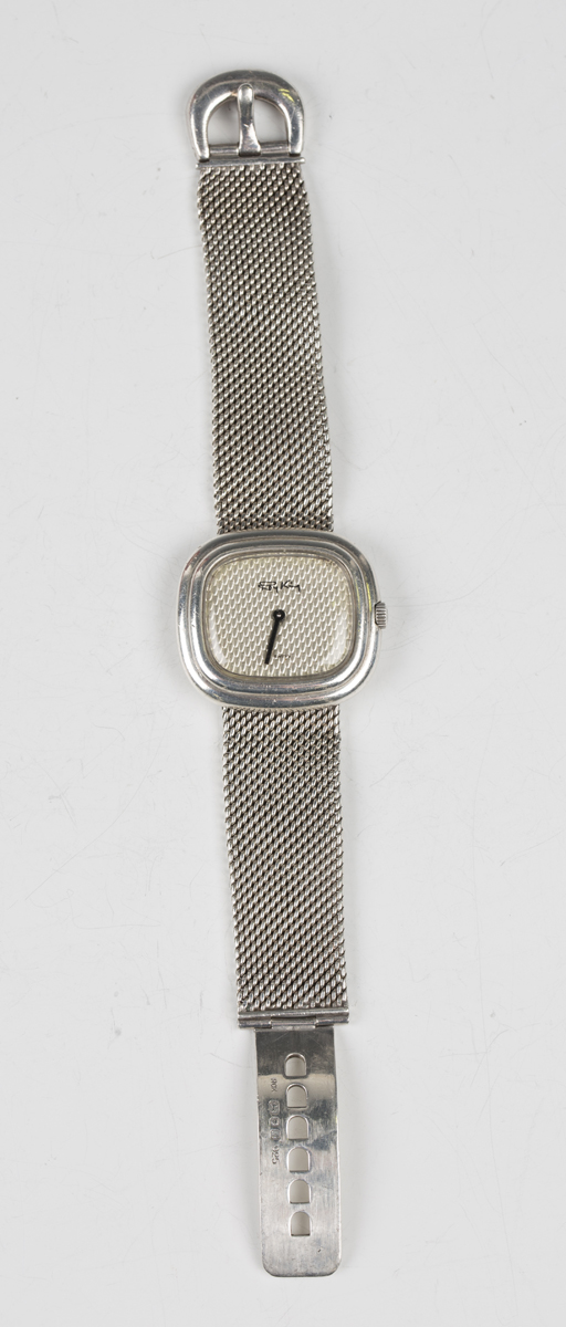 A Roy King silver cased bracelet wristwatch, the signed textured dial detailed 'Swiss', the case - Image 4 of 6