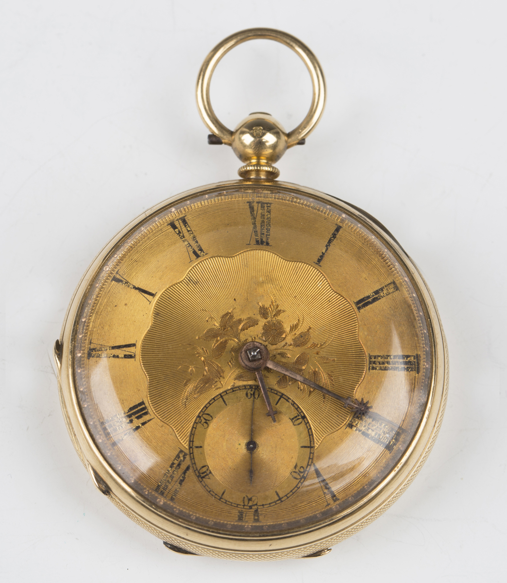 An 18ct gold cased keywind open-faced gentleman's pocket watch, the gilt movement signed 'I.