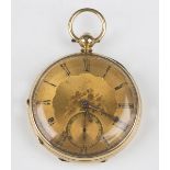 An 18ct gold cased keywind open-faced gentleman's pocket watch, the gilt movement signed 'I.