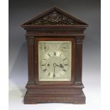 An early 20th century mahogany bracket clock with eight day twin fusee movement striking hours and