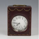 An early 20th century plated keyless wind open-faced Goliath pocket watch, the enamel dial with