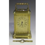 A late 19th/early 20th century French brass gorge cased carriage clock by Rollin of Paris, with