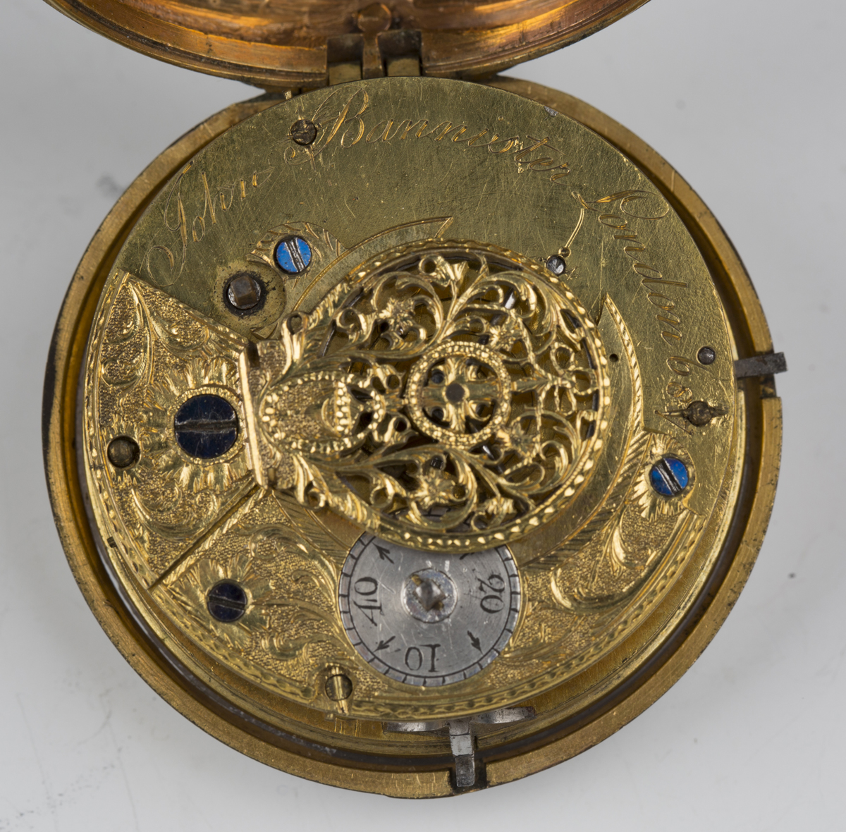 A silver half-hunting pair cased keywind pocket watch, the gilt fusee movement with verge - Image 3 of 8