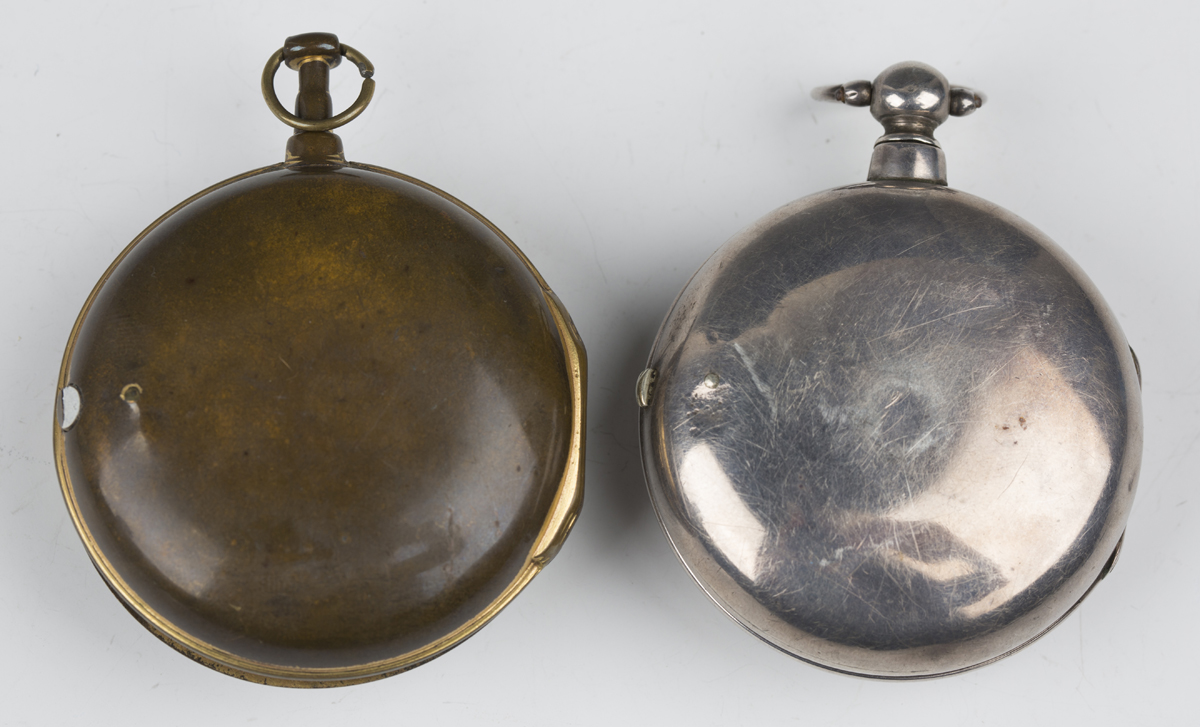 A silver half-hunting pair cased keywind pocket watch, the gilt fusee movement with verge - Image 2 of 8