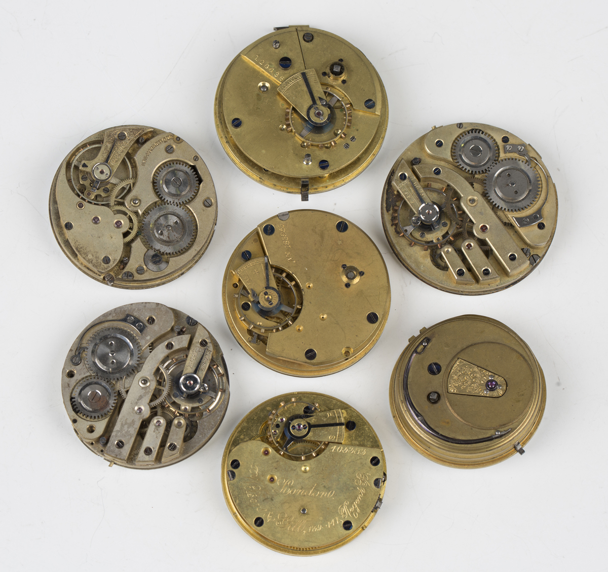 A collection of twenty-six gentleman's pocket watch movements, all but one with white enamel dial, - Image 8 of 8