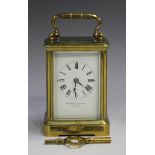 An early 20th century French brass cased diminutive carriage clock by Richard & Cie, with eight