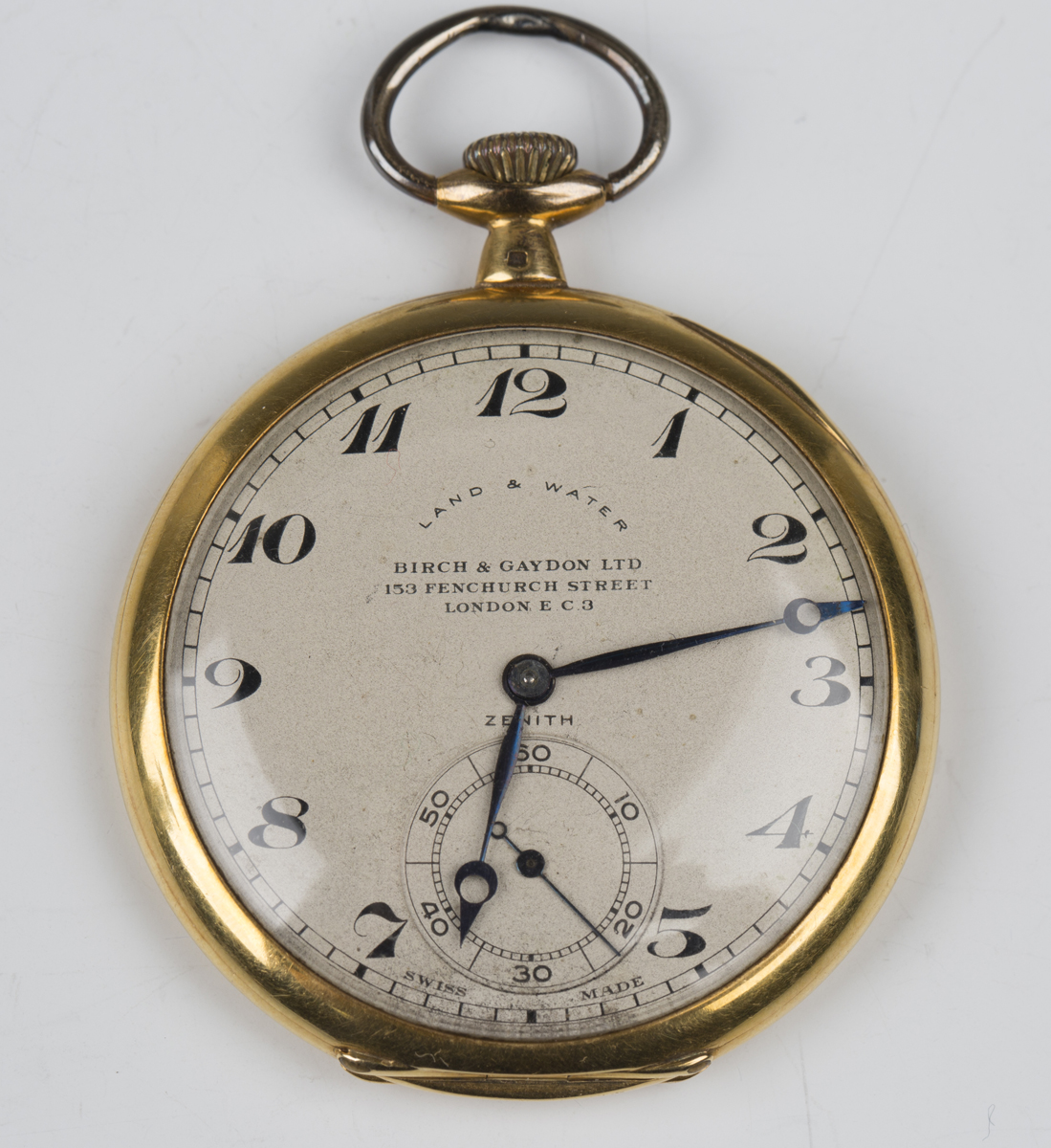 A Zenith 18ct gold cased keyless wind open-faced gentleman's dress pocket watch, the signed and