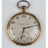 A Zenith 18ct gold cased keyless wind open-faced gentleman's dress pocket watch, the signed and