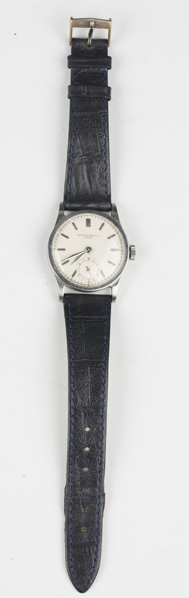 A Patek Philippe stainless steel circular cased gentleman's wristwatch, Ref. 96, circa 1940, the - Image 2 of 6