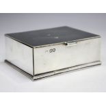 A late Victorian silver rectangular ecclesiastical box with gilt interior, the hinged lid engraved