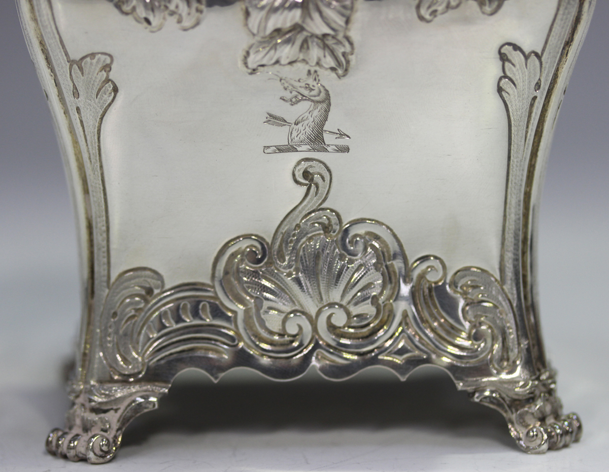 A set of three George III silver graduated tea caddies and covers with strawberry finials, each of - Image 24 of 30