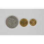 A USA Liberty Head Type 1 gold dollar 1853, a USA Indian Head Type 3 gold dollar 1862 and a