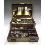 A Mappin & Webb canteen of plated Hanoverian Rat Tail pattern cutlery, comprising eight