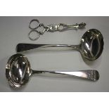 A pair of George III silver Old English pattern sauce ladles, London 1813 by Josiah & George Piercy,