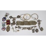 Two silver gilt and enamelled Masonic jewels, a silver gilt Masonic jewel, seven silver and sterling