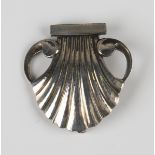 A Georg Jensen sterling silver brooch, designed by Georg Jensen, formed as a scallop shell with