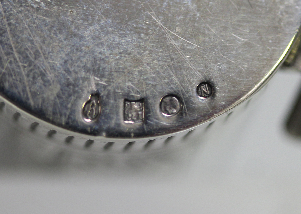 A late 20th century Dutch silver nutmeg grater of cylindrical form with domed hinged lid and - Image 2 of 5