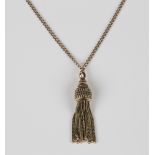 A 9ct gold faceted curblink neckchain on a boltring clasp, weight 4.7g, length 49.5cm, with a tassel