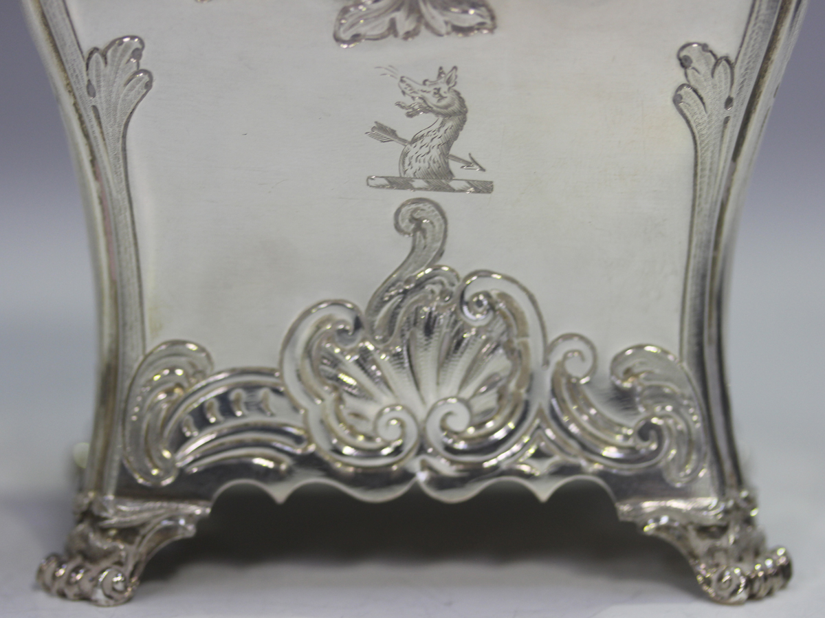 A set of three George III silver graduated tea caddies and covers with strawberry finials, each of - Image 20 of 30