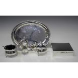 An Elizabeth II silver oval dressing table tray with beaded rim, London 1973 by L.P., length 18.5cm,